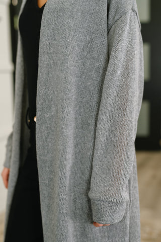 Dear Scarlett Travel Hideaway Open Front Cardigan in Soft Grey