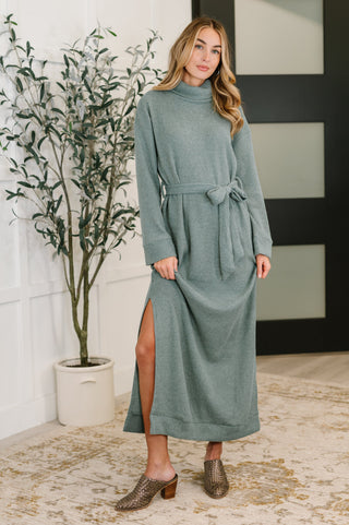 Dear Scarlett Travel Plush Knit Dress in Soft Teal