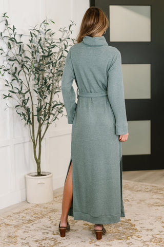 Dear Scarlett Travel Plush Knit Dress in Soft Teal