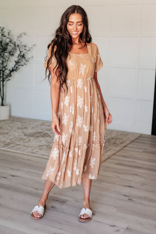 Polagram Trusting My Intuition Balloon Sleeve Dress in Camel