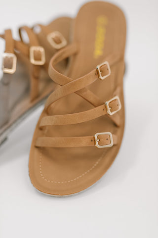 Soda Trusty Strappy Sandals in Light Tan