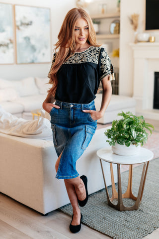 Savanna Jane Try Again Embroidered Top