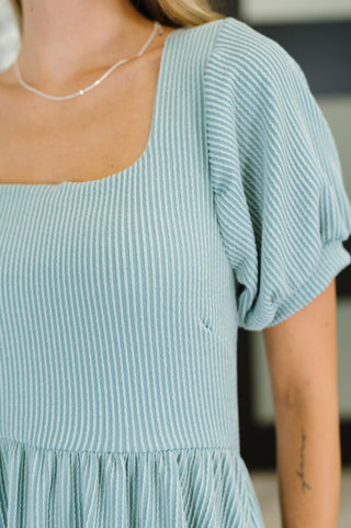 Kori Twirlin’ Dirty Cable Ribbed Knit Dress in Sage Green