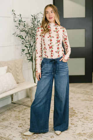 Haptics Under My Impression High Neck Floral Top