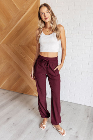 Rae Mode Runner's High Drawstring Joggers in Red Merlot