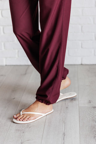 Rae Mode Runner's High Drawstring Joggers in Red Merlot