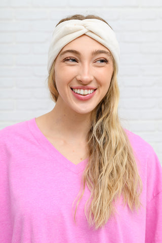 Zenana Velvet Twist Headband In Ivory