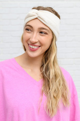 Zenana Velvet Twist Headband In Ivory