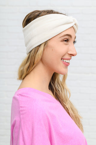 Zenana Velvet Twist Headband In Ivory