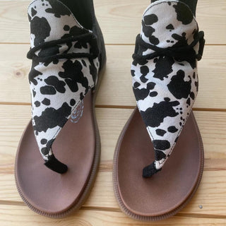 Very G "Angelika 2" Black & White Cow Sandal Shoe