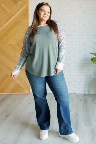 7th Ray Very Curious Mixed Print Top