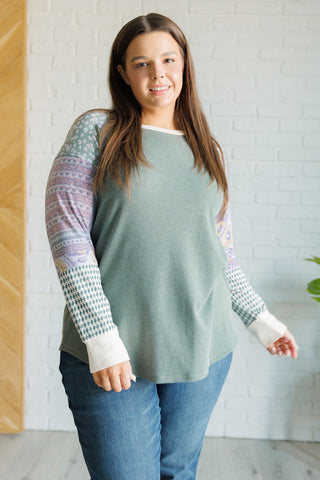 7th Ray Very Curious Mixed Print Top