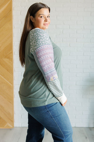 7th Ray Very Curious Mixed Print Top