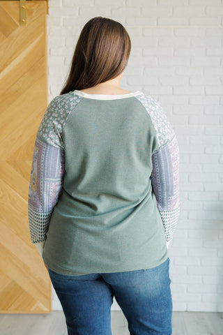 7th Ray Very Curious Mixed Print Top