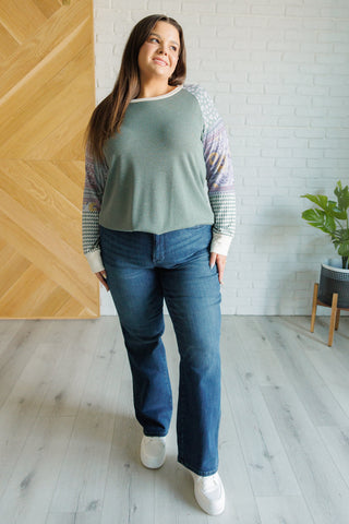 7th Ray Very Curious Mixed Print Top