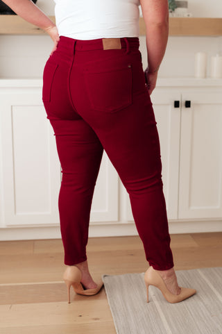 Judy Blue Wanda High Rise Control Top Skinny Jeans Scarlet - Exclusive