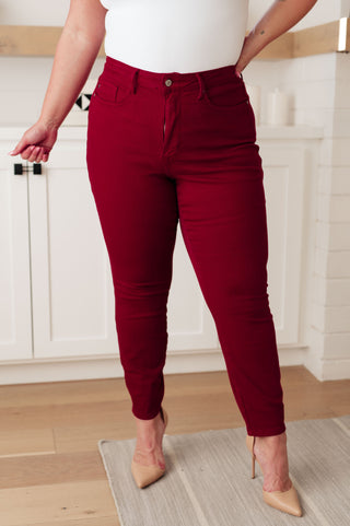 Judy Blue Wanda High Rise Control Top Skinny Jeans Scarlet - Exclusive