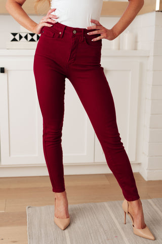 Judy Blue Wanda High Rise Control Top Skinny Jeans Scarlet - Exclusive