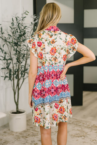 One Eleven North Wanted Whimsy Collared Printed Dress