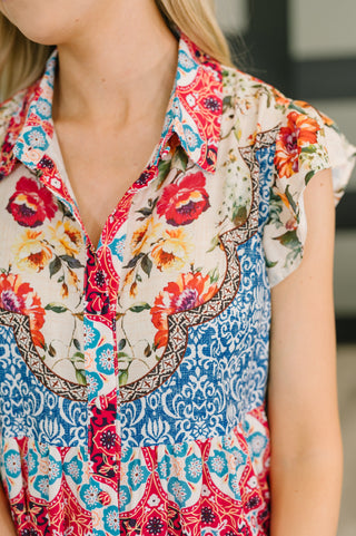 One Eleven North Wanted Whimsy Collared Printed Dress