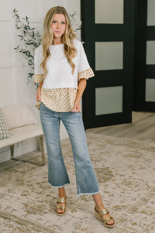 One Eleven North Welcome Me Home Gingham Print Top