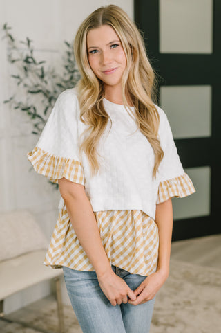 One Eleven North Welcome Me Home Gingham Print Top