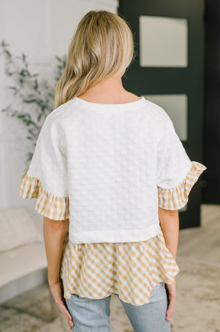 One Eleven North Welcome Me Home Gingham Print Top