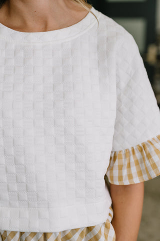 One Eleven North Welcome Me Home Gingham Print Top