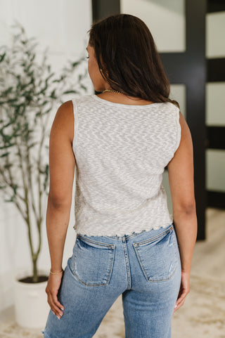 Kori What's the Plan Lettuce Hem Tank in Heather Grey