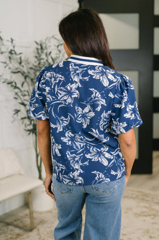 One Eleven North Wheels Are in Motion Puff Sleeve Floral Blouse