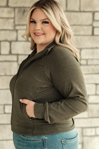 Rae Mode Where Are You Zip Up Jacket in Olive