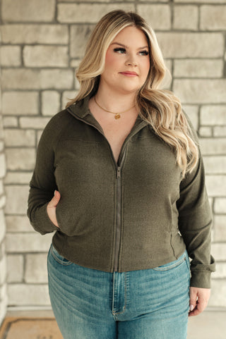 Rae Mode Where Are You Zip Up Jacket in Olive