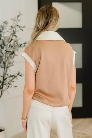 One Eleven North Whispered Urgently Color Block Half Zip Top