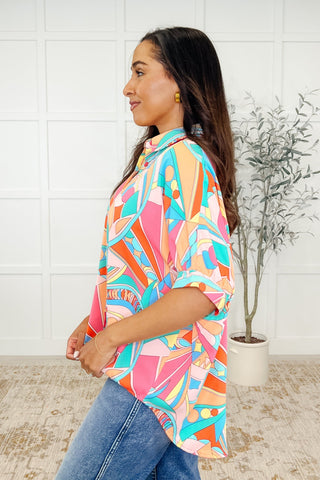 One Eleven North Wide Eyed Abstract Print Batwing Blouse