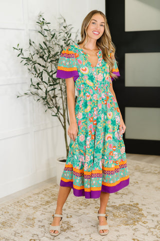 Haptics Wildflower Wish Gathered Tier Dress in Mint