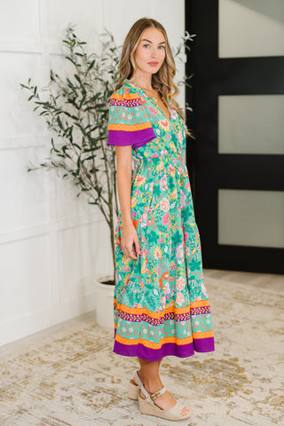 Haptics Wildflower Wish Gathered Tier Dress in Mint