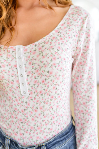 Zenana Wistful Wishes Floral Henley Bodysuit