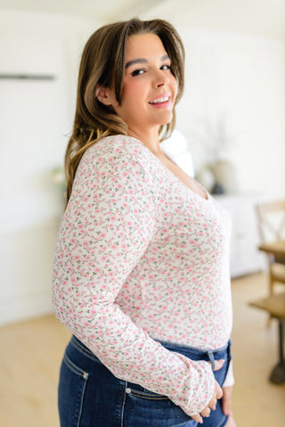 Zenana Wistful Wishes Floral Henley Bodysuit