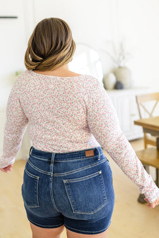 Zenana Wistful Wishes Floral Henley Bodysuit