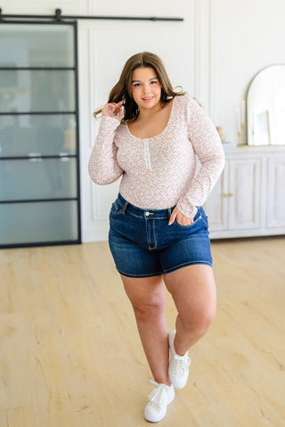 Zenana Wistful Wishes Floral Henley Bodysuit