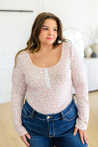 Zenana Wistful Wishes Floral Henley Bodysuit