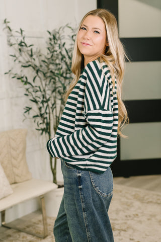 Zenana Won't Be Long Collared Sweater Button Down in in Hunter Green