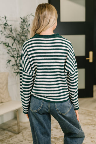 Zenana Won't Be Long Collared Sweater Button Down in in Hunter Green