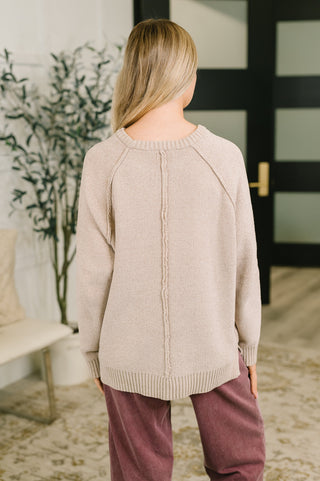 Zenana Words Of Wisdom Raglan Sleeve Sweater in Mocha