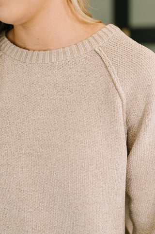 Zenana Words Of Wisdom Raglan Sleeve Sweater in Mocha