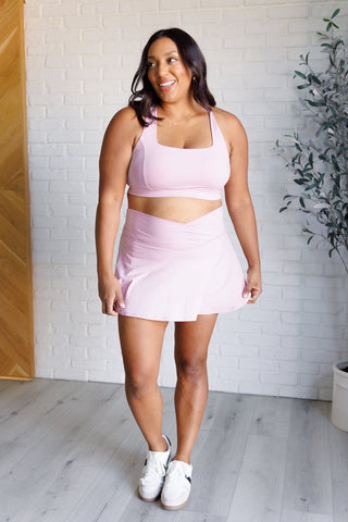 Rae Mode Working Out My Ego Cross Back Sports Bra in Mauve Peony