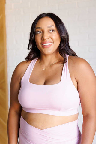 Rae Mode Working Out My Ego Cross Back Sports Bra in Mauve Peony