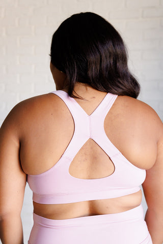 Rae Mode Working Out My Ego Cross Back Sports Bra in Mauve Peony