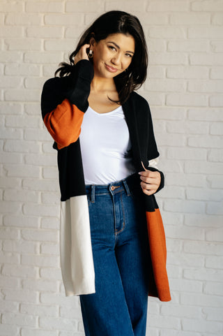 One Eleven North Writer's Block Color Block Open Front Cardigan
