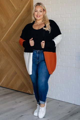 One Eleven North Writer's Block Color Block Open Front Cardigan